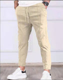 mens clothing styles casual New Striped Ankle-Tied Jogging Pants