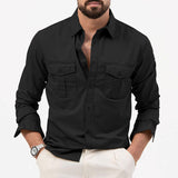 Men's Shirt Multi-Pocket Casual Long-Sleeved Top Men