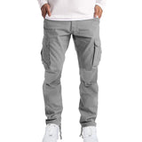 Spring and Summer Men's Overalls Pleated Drawstring Multi-Pocket Casual Trousers