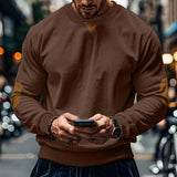 Men's T-shirt Loose round Neck Casual Corduroy Men's Long Sleeve T-shirt Men