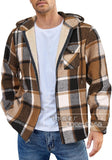 fall outfits men Men's Flannel Jacket New Long Sleeve Hooded Fleece-lined Warm Casual Men's Jacket