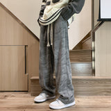 Joior frat boy outfits Japanese Style Lazy Style Versatile Sports Casual Pants Men's Gray Casual Sports Pants Men's Straight Wide Leg Pants