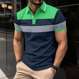 Men's Fashion Casual Sports Lapel Short-Sleeved T-shirt Polo Shirt Color Matching