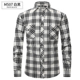 fall outfits men Spring and Summer Slim-Fit Red Brushed Plaid High-Grade Long-Sleeved Double-Pocket Flannel Shirt for Men