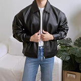 suit Pu Leather Jacket Men's Autumn New Trendy Korean Style Leather Casual Baseball Uniform Motorcycle Jacket