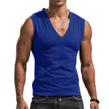 Men's Waistcoat V-neck Vest Solid Color Casual Breathable Slim Sleeveless T-shirt Men's Clothing