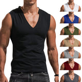 Men's Waistcoat V-neck Vest Solid Color Casual Breathable Slim Sleeveless T-shirt Men's Clothing