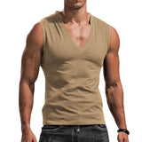 Men's Waistcoat V-neck Vest Solid Color Casual Breathable Slim Sleeveless T-shirt Men's Clothing