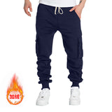 Autumn and Winter Fleece Men's Casual Overalls Men's Multi-Pocket Pants plus Size Sports Casual Trousers