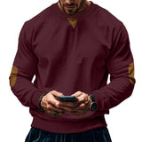 Men's T-shirt Loose round Neck Casual Corduroy Men's Long Sleeve T-shirt Men