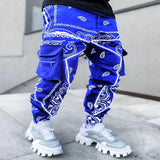 Spring Fashion Printed Cashew Flower Harem Pants Men's Loose High Street Trousers Men's Multi-Bag Overalls Men