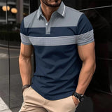 Men's Fashion Casual Sports Lapel Short-Sleeved T-shirt Polo Shirt Color Matching