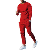 Men's Suit Spring and Autumn Loose round Neck Long Sleeve T Pants Two-Piece Casual Men's Sportswear