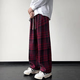 dream clothes Chanel Style Plaid Casual Pants Men's Autumn Retro Wide Leg Straight Pants American High Street Youth Sports Pants