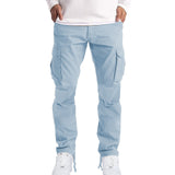 Spring and Summer Men's Overalls Pleated Drawstring Multi-Pocket Casual Trousers