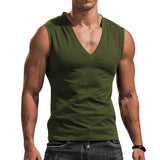 Men's Waistcoat V-neck Vest Solid Color Casual Breathable Slim Sleeveless T-shirt Men's Clothing