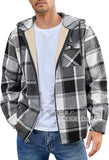 fall outfits men Men's Flannel Jacket New Long Sleeve Hooded Fleece-lined Warm Casual Men's Jacket