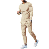 Men's Suit Spring and Autumn Loose round Neck Long Sleeve T Pants Two-Piece Casual Men's Sportswear