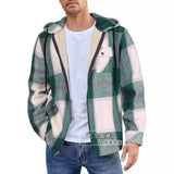 fall outfits men Men's Flannel Jacket New Long Sleeve Hooded Fleece-lined Warm Casual Men's Jacket