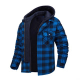 fall outfits men Men's Autumn and Winter Thickened Cotton-Padded Coat Plaid Long Sleeve Loose Hooded Jacket Jacket