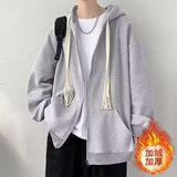 boy outfits Autumn and Winter New Zipper Cardigan Sweater Boys Hong Kong Style Loose Casual Coat Trendy Simple All-Match Hooded Top