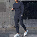 Men's Suit Spring and Autumn Loose round Neck Long Sleeve T Pants Two-Piece Casual Men's Sportswear