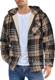 fall outfits men Men's Flannel Jacket New Long Sleeve Hooded Fleece-lined Warm Casual Men's Jacket