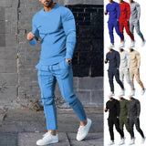 Men's Suit Spring and Autumn Loose round Neck Long Sleeve T Pants Two-Piece Casual Men's Sportswear