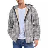 fall outfits men Men's Flannel Jacket New Long Sleeve Hooded Fleece-lined Warm Casual Men's Jacket