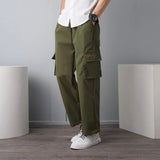 mens clothing styles casual Pants plus Size Multi-Pocket Overalls High Street Fashion Brand Casual Pants Overalls Pants Spring Men's Loose Casual Pants