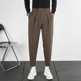 mens outfit inspiration Summer Casual Pants Men's Suit Pants Draping Ankle-Length Slim Fit Pants Harem Pants Loose Korean Style Trendy Ankle-Length Pants