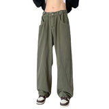 boy outfits American Retro Vibe Pants Ins High Street Army Green Jeans Men's Loose Straight Japanese Overalls