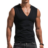 Men's Waistcoat V-neck Vest Solid Color Casual Breathable Slim Sleeveless T-shirt Men's Clothing