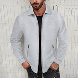 Coat Men's Spring Youth Waffle Zipper Pocket Lapel Slim Cardigan Men's Jacket Coat