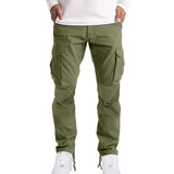 Spring and Summer Men's Overalls Pleated Drawstring Multi-Pocket Casual Trousers