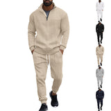 Autumn and Winter Men's Two-Piece Sweater Jacquard Street Fashion Casual Sportswear Suit