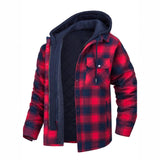 fall outfits men Men's Autumn and Winter Thickened Cotton-Padded Coat Plaid Long Sleeve Loose Hooded Jacket Jacket