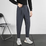 mens outfit inspiration Summer Casual Pants Men's Suit Pants Draping Ankle-Length Slim Fit Pants Harem Pants Loose Korean Style Trendy Ankle-Length Pants