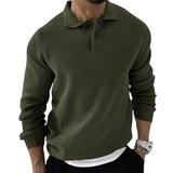 fall mens outfits Lapel Sweater Men's Fashion Urban Slim-Fit Long-Sleeved Knitted Sweater 2024 Autumn New Men's Clothing