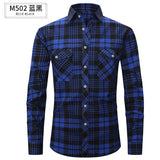 fall outfits men Spring and Summer Slim-Fit Red Brushed Plaid High-Grade Long-Sleeved Double-Pocket Flannel Shirt for Men