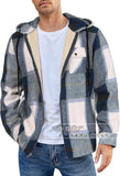 fall outfits men Men's Flannel Jacket New Long Sleeve Hooded Fleece-lined Warm Casual Men's Jacket