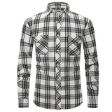 fall outfits men Spring and Summer Slim-Fit Red Brushed Plaid High-Grade Long-Sleeved Double-Pocket Flannel Shirt for Men