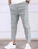 mens clothing styles casual New Striped Ankle-Tied Jogging Pants