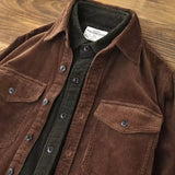 High Quality plus Size Workwear Shirt Men's Long Sleeve American Retro Brown Casual Cotton Corduroy Jacket Men