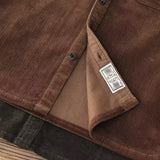 High Quality plus Size Workwear Shirt Men's Long Sleeve American Retro Brown Casual Cotton Corduroy Jacket Men