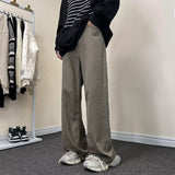 boy outfits Retro Brown Jeans Men's and Women's Loose American Style Brown Straight Long Pants Ins