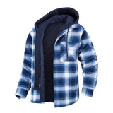 fall outfits men Men's Autumn and Winter Thickened Cotton-Padded Coat Plaid Long Sleeve Loose Hooded Jacket Jacket