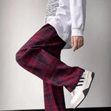 Joior dream clothes Chanel Style Plaid Casual Pants Men's Autumn Retro Wide Leg Straight Pants American High Street Youth Sports Pants