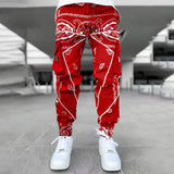 Spring Fashion Printed Cashew Flower Harem Pants Men's Loose High Street Trousers Men's Multi-Bag Overalls Men