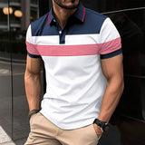 Men's Fashion Casual Sports Lapel Short-Sleeved T-shirt Polo Shirt Color Matching